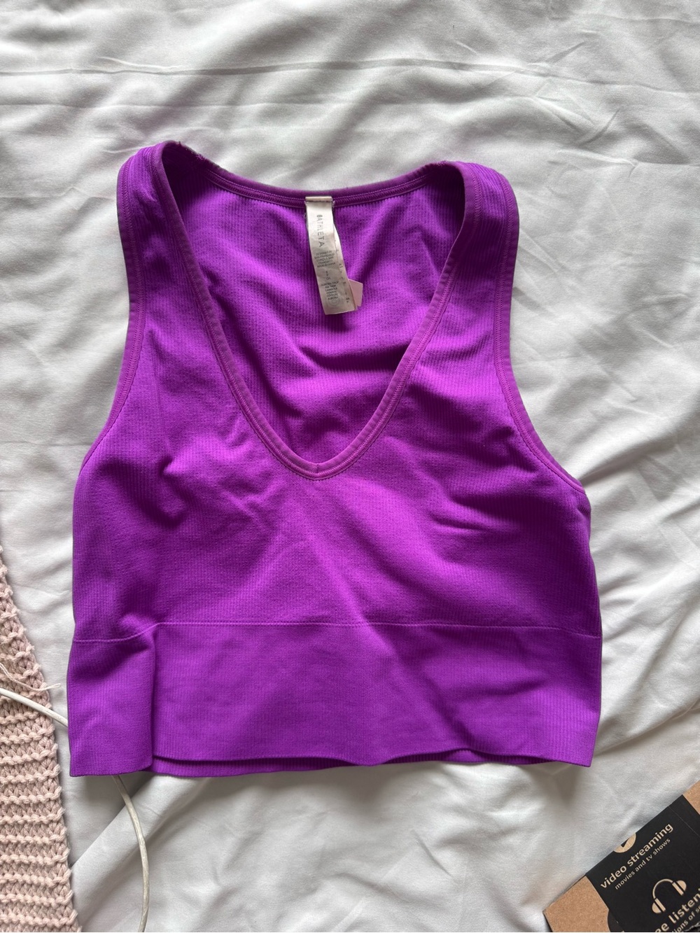 Purple Athleta Cropped Ribbed Tank Top